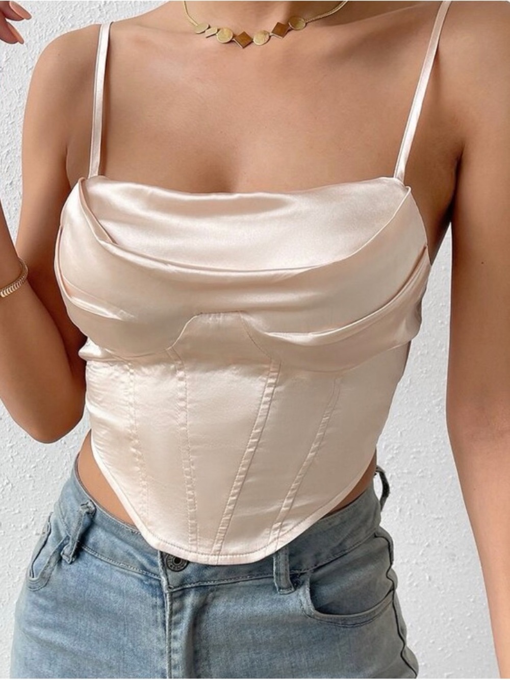Satin Corset Top - Cream